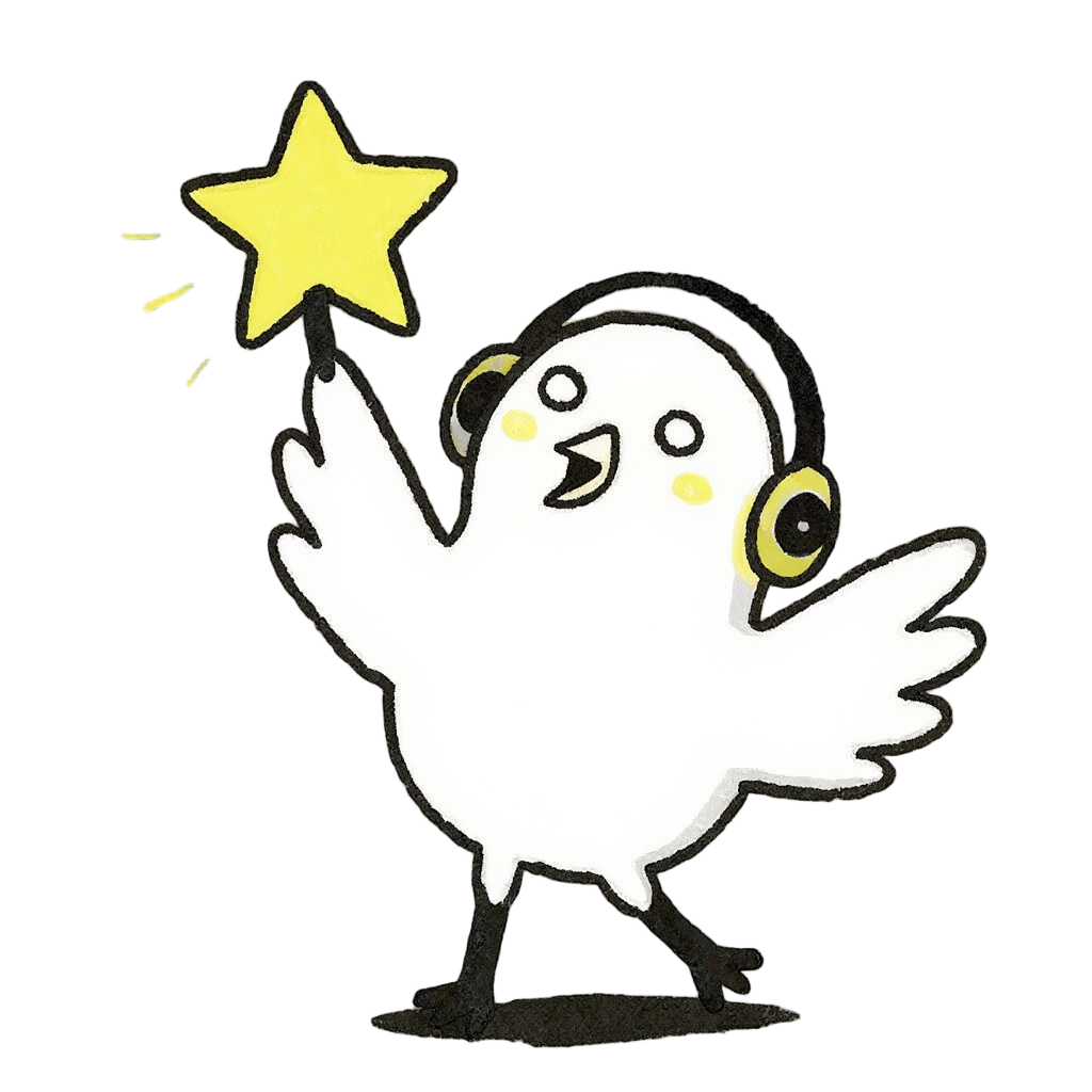White bird mascot celebrating