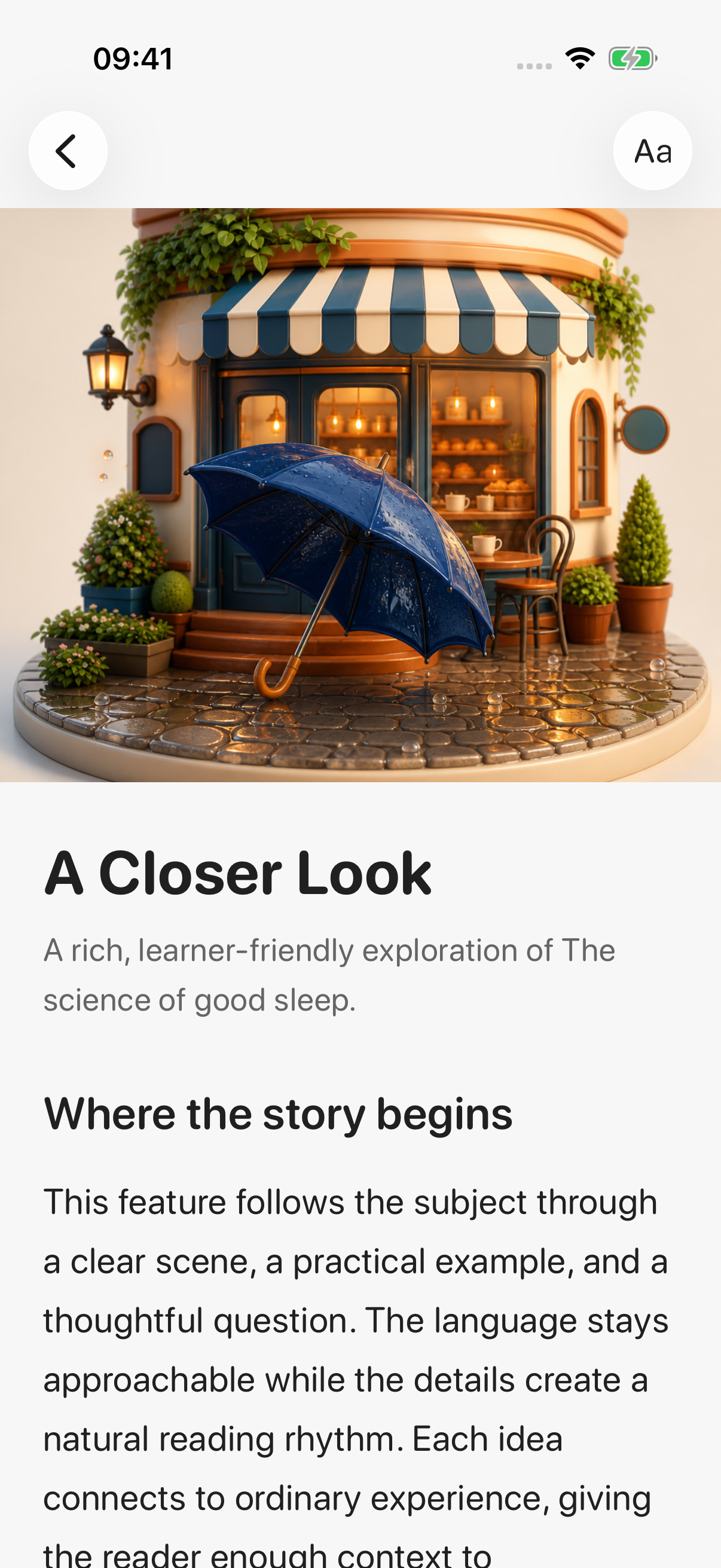 The generated article with its cover image