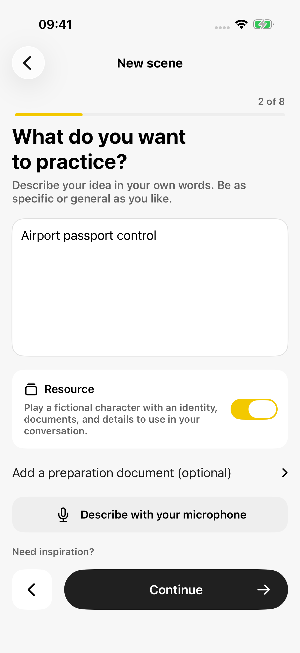 Scenario request with the Resource option
