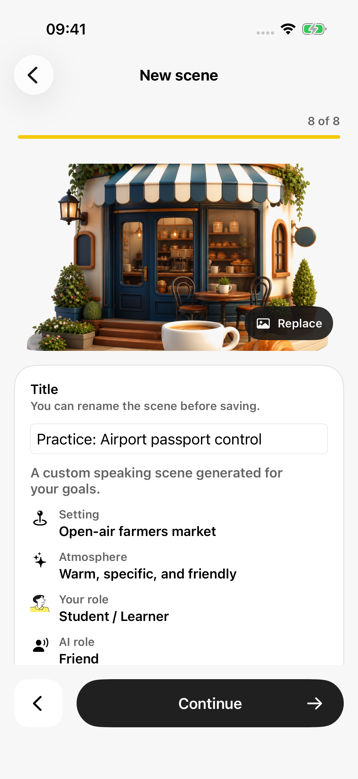 Generated scene: image, title, role and atmosphere