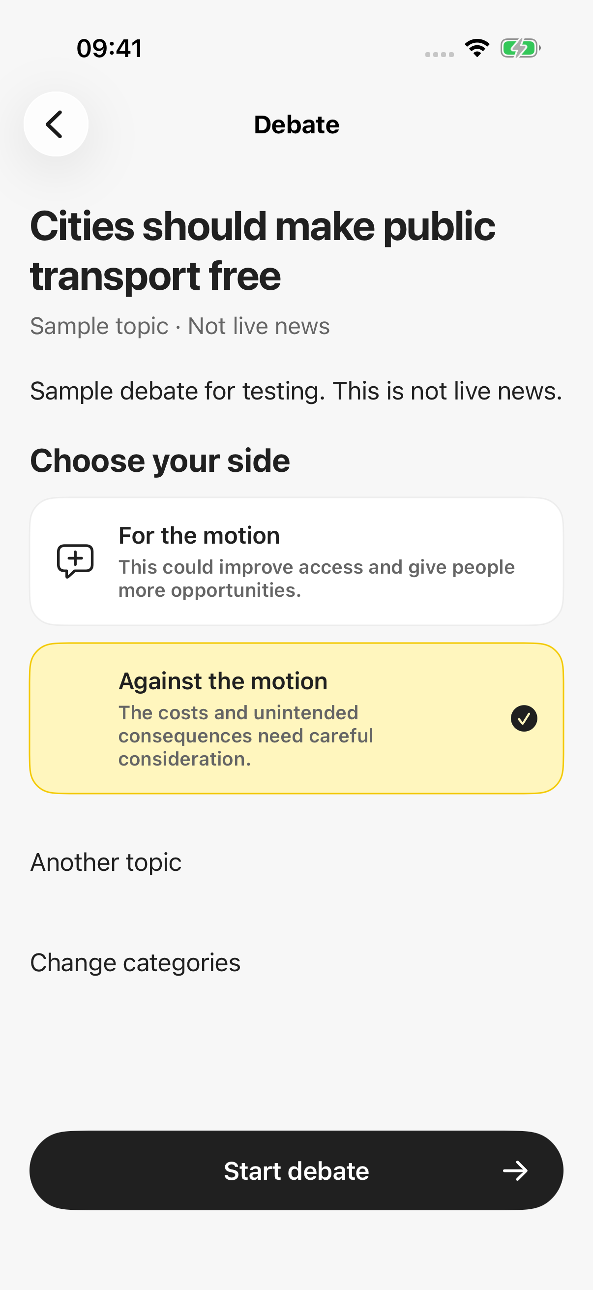 Set the topic and your position